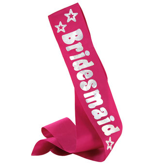 Disco Bridesmaid Silver and Pink Satin Sash