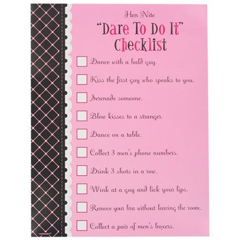 Hen Night Dare To Do It Checklist (new window)