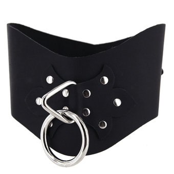 Spartacus Leather Posture Collar With Large Ring