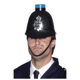Police Helmet with Flashing Blue Light