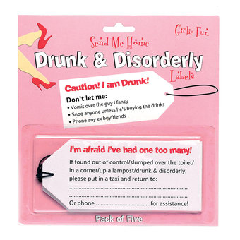 Hen Night Drunk and Disorderly Labels