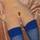 Carley in blue stockings