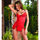 Dreamgirl Red Diamond Babydoll with Floral Mesh Cups