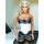 Sweet Streak Retro Burlesque Bustier G-String and Ruffle Skirt Set
