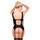 Exposed Liquid Onyx Plus Size Cupless Merry Widow and G-String Set