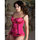 iCollection Padded Satin and Mesh Basque and Thong Set