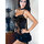 iCollection Stretchy Sheer Chemise with Floral Lace Panelling