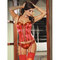 Dreamgirl Red Roses Stretch Satin Bustier Stockings Set