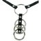 Bondage Boutique Four Ring Steel Cock Ring with Leather Strap