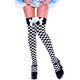 Fever Chequered Thigh High Black And White Stockings with Bow