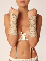 Paul Seville Leather Lace Gauntlets Cream