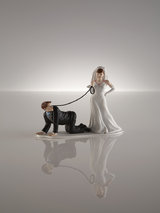 Groom on a Leash Bride and Groom Wedding Cake Topper