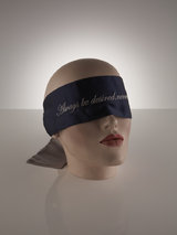Coco der Mer 'Always Be Desired' Embroidered Silk Blindfold Navy