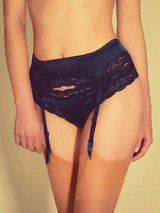 Stella McCartney Clara Whispering Silk Suspender Belt Midnight Blue