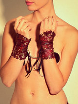 Paul Seville Leather Lace Gauntlet Wrist Cuffs