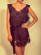 steph aman Sunflower Embroidered Silk Chiffon Slip
