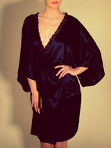Stella McCartney Clara Whispering Short Silk Robe Midnight Blue