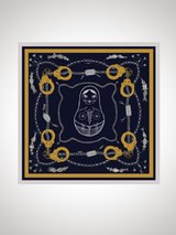 Age of Reason Bondage Doll Navy and Gold Silk Scarf