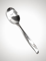 'Eat Me' Silver Plated Dessert Spoon