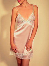 Mimi Holliday Bisou Bisou Frost Silk Satin and Lace Slip