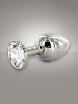 Julian Snelling Large Stainless Steel Jewelled Butt Plug Clear