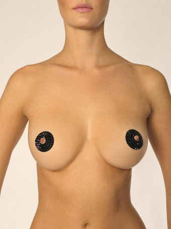 Bo's Tit Bits Black Swarovski Crystal Open Nipple Pasties
