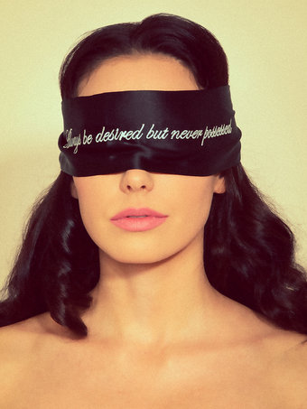 Coco de Mer 'Always Be Desired...' Embroidered Silk Blindfold