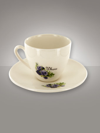 Outlandish Creations 'Whore' Teacup and Saucer