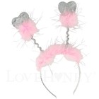 Silver Glitter and Pink Fur Heart Boppers