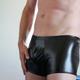 Feeling good in the Male Power Liquid Onyx PU-Coated Pouch Shorts