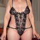 My wife wearing her new Rene Rofe Lace Body with Strap Detail Black