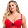 Lovehoney Plus Size Red Lace Push-Up Basque Set