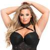 Lovehoney Plus Size Rendezvous Black Studded Fishnet Basque Set