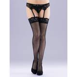 Lovehoney Black Fishnet Lace Top Thigh High Stockings