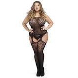 Lovehoney Plus Size Black Fishnet and Lace Bodystocking