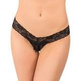 Coquette Darque Crotchless Wet Look and Lace Thong