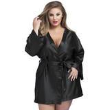 Lovehoney Plus Size Short Satin Robe Black