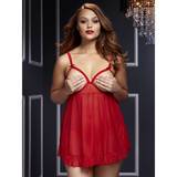 Baci Lingerie Plus Size Open Cup Red Polka Dot Babydoll