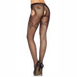 Leg Avenue Crotchless Suspender Tights with Lace Top Detailing