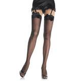 Leg Avenue Black Sheer Suspender Stockings With Bows