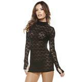 Fantasy High Neck Lace Mini Dress with G-String