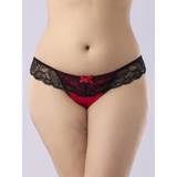 Lovehoney Plus Size Satin Crotchless Strappy Thong Red