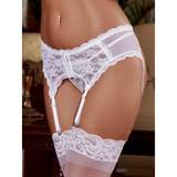 Exposed Lace Suspender Belt in White
