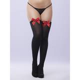 Lovehoney Plus Size Opaque Black Stockings with Red Bows