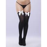 Lovehoney Plus Size Opaque Black Stockings with White Bow