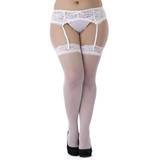 Lovehoney Plus Size White Fishnet Lace Top Thigh High Stockings