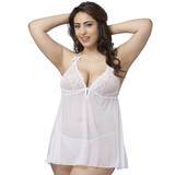 Lovehoney Plus Size Love Me Lace White Babydoll and G-String