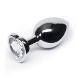 LuxGem Medium Metal 3 Inch Butt Plug with Heart Crystal