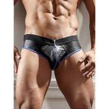 Svenjoyment Zip Front Wet Look Open Back Briefs