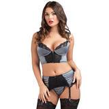 Lovehoney Treasure Me Front-Fastening Grey Longline Underwired Bra Set
